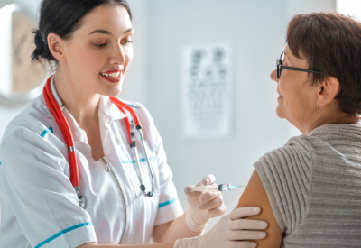 Person receiving vaccine